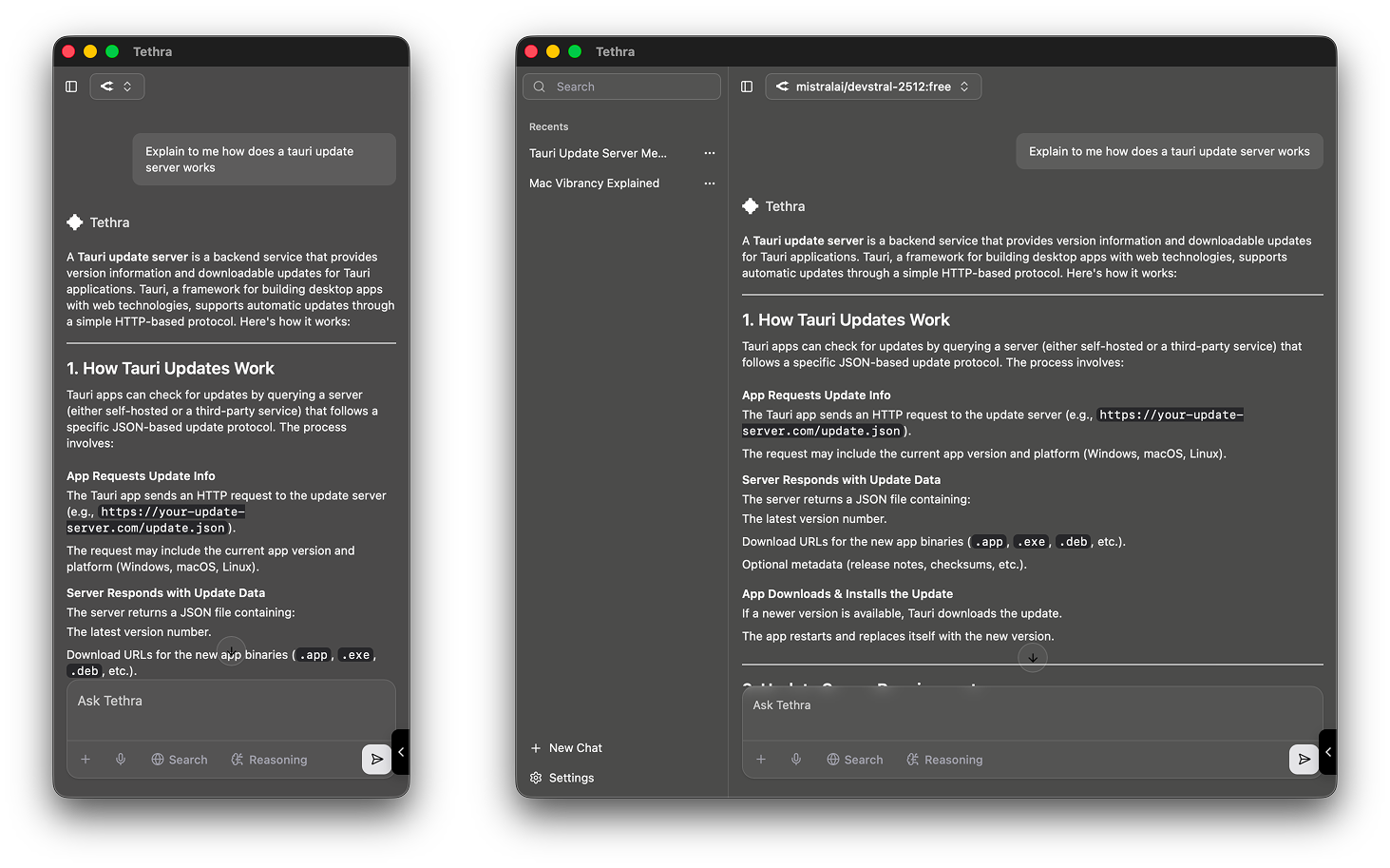 Tethra Interface Mockup